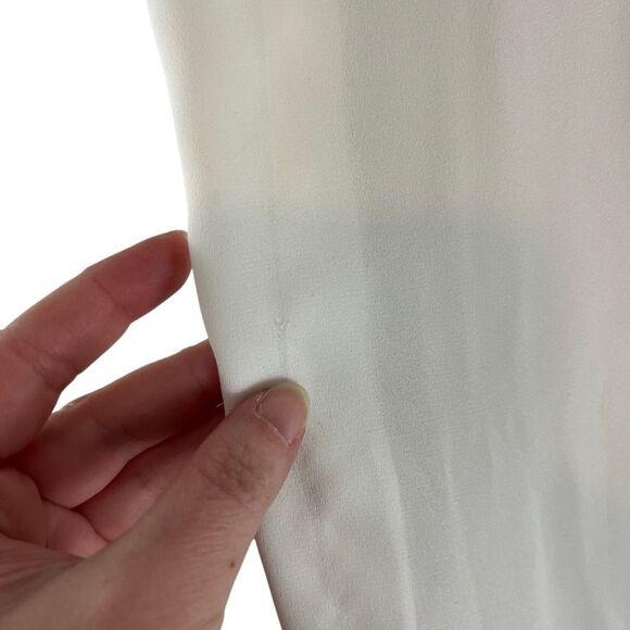 WHBM Cream Polyester / Silk Long Sleeve Button Down Shirt Top Size 14 - Picture 7 of 7